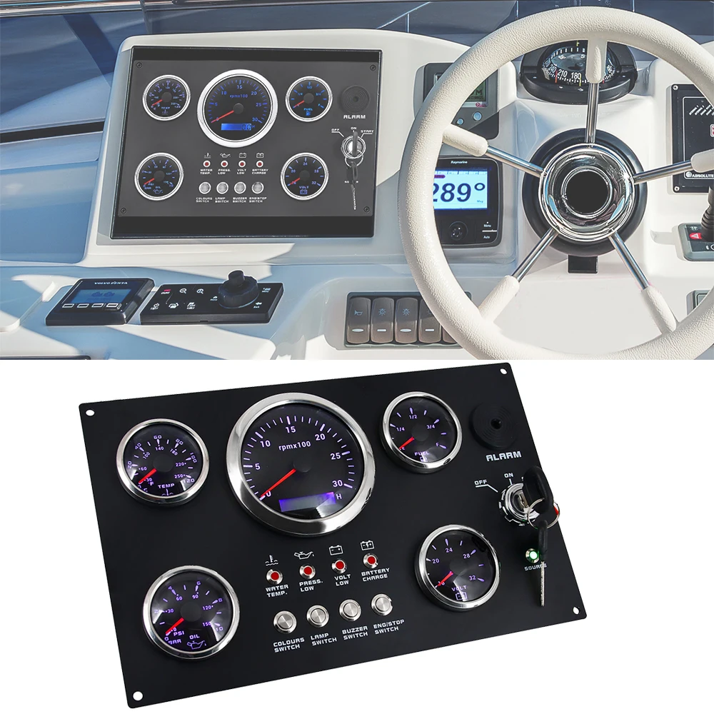 Панель переключателя 7 цветов 3000-8000 об/мин Тахометр + Температура воды давление
