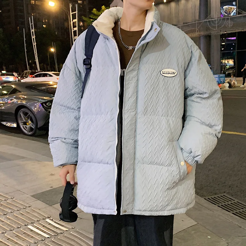 Men's autumn and winter cotton clothes Lamb's Fleece Jacket Fashion loose and versatile padded warm winter cotton Jacket Parkas