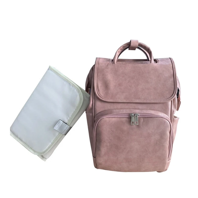 

Large Capacity Diaper Bags PU Leather Mummy Maternity Nappy Travel Backpack Multi Function Organizer