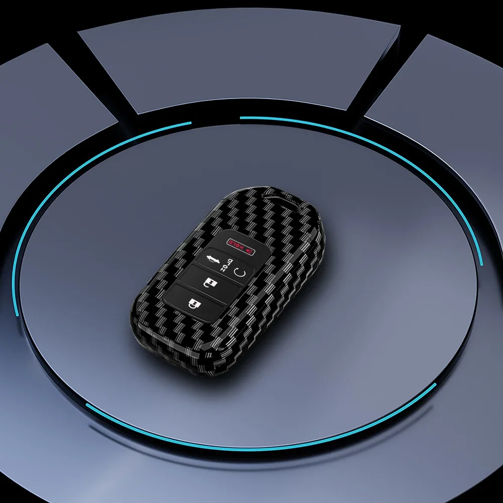 Carbon Fiber Car Key Fob Cover For Honda Accord Civic CRV Pilot Ridgeline Odyssey Passport Smart Remote Protector Accessorie