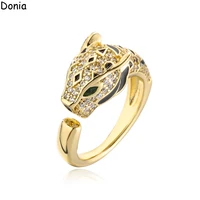 donia jewelry european and american fashion leopard print ring copper aaa zircon ring luxury new animal couple ring