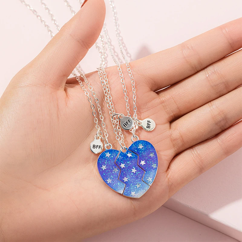 

Luminous Star Broken Heart Pendant for Girls 3 Besties Friendship BFF Necklaces Best Friend Jewelry Gift