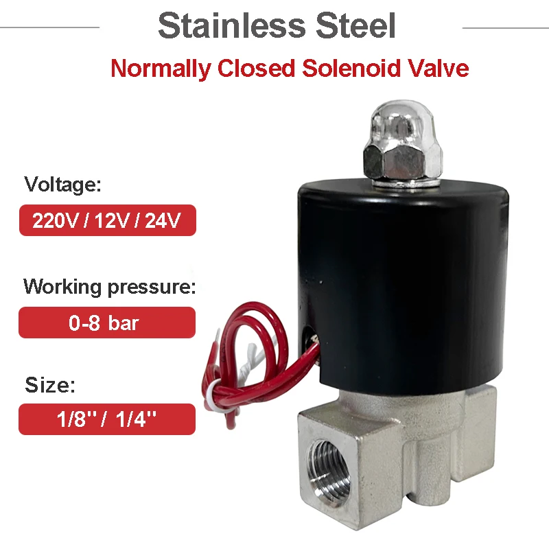 

Электромагнитный клапан нержавеющая сталь 304 DN6 DN8 220В 12В 24В 110В