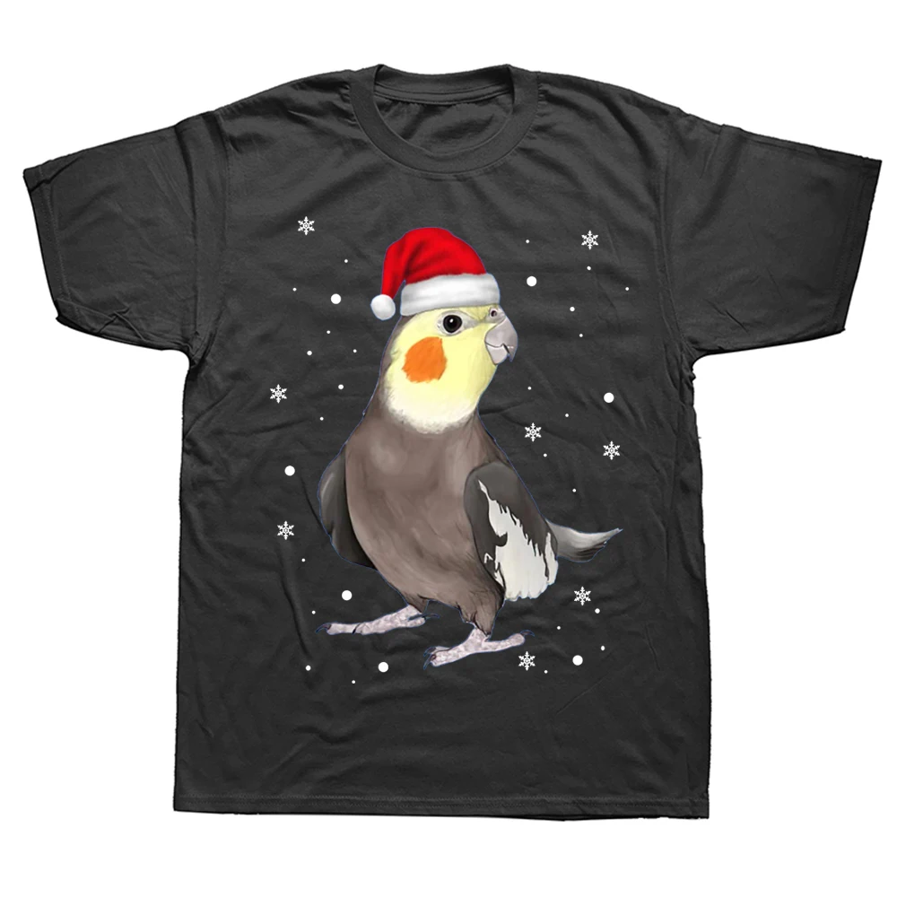 

Cockatiel Santa Cockatoo Parrot Christmas Bird Lover T Shirts Graphic Cotton Streetwear Short Sleeve Birthday Gifts T-shirt Men