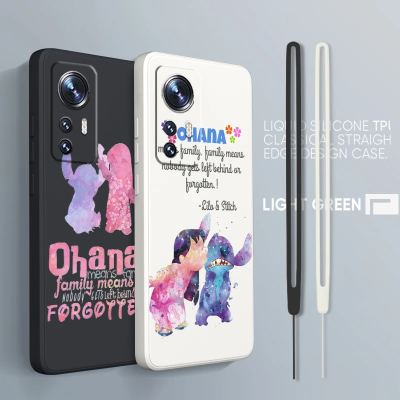 

Disney Stitch Angie For Xiaomi Mi 13 12T 11i 11X 10S 10 Pro Lite Ultra 5G Liquid Rope Silicone Phone Case