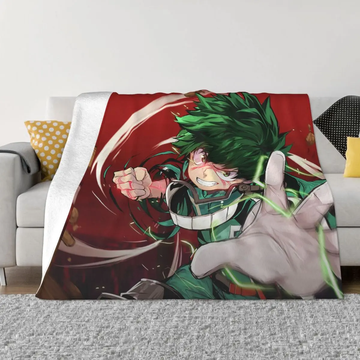 

Izuku Midoriya Blankets Fleece Air Conditioning Boku No My Hero Academia Anime Manga Throw Blanket for Home Couch Bedding Throws