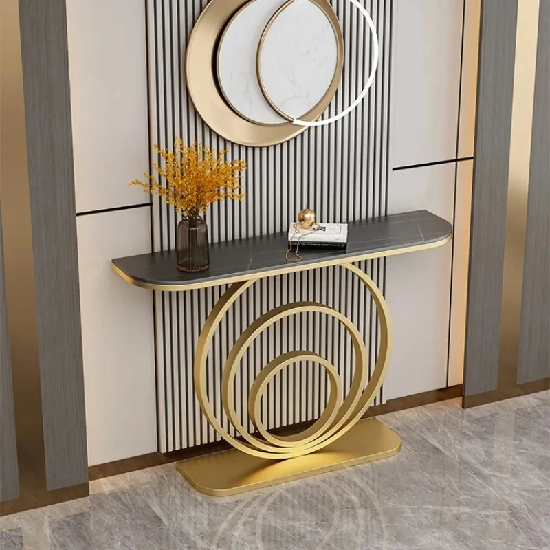 Минималистичные железные консольные столики шиферный узкий приставной столик