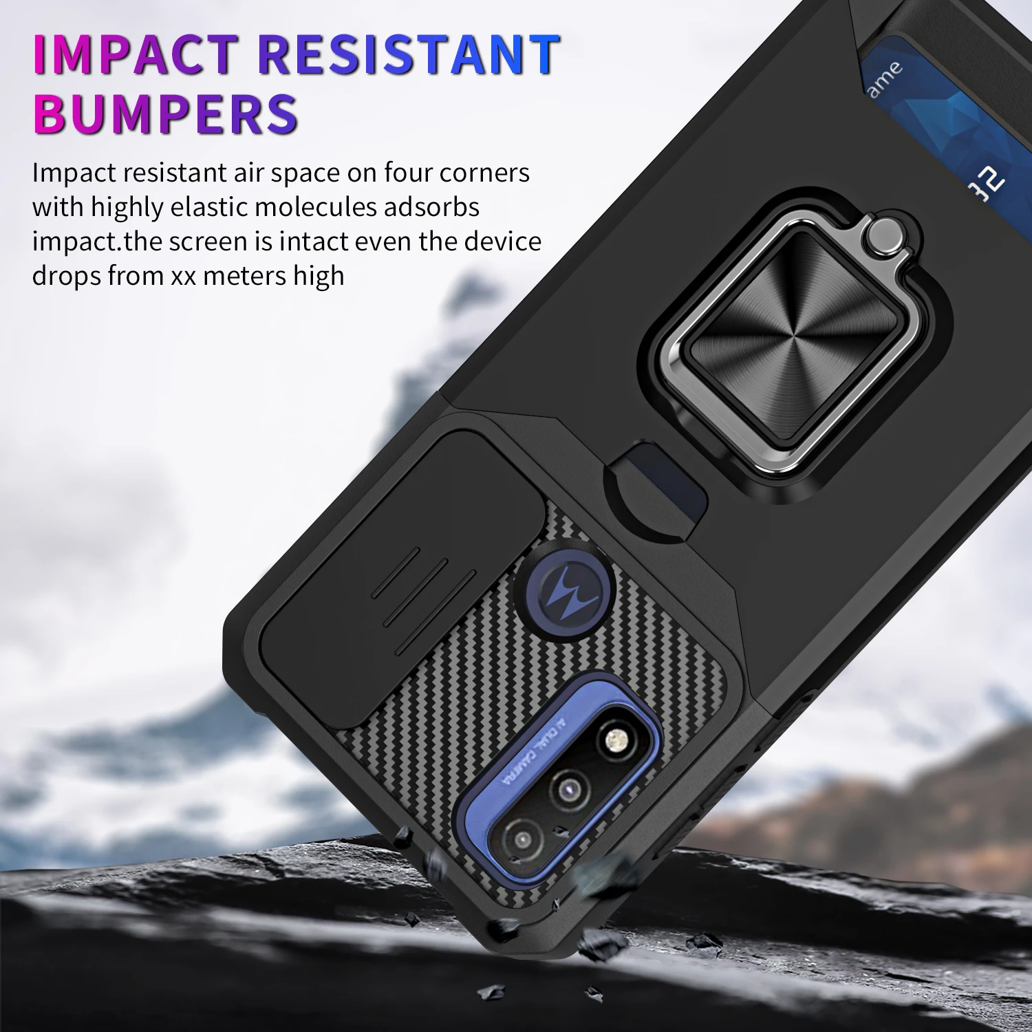 Чехол со слотом для камеры Motorola Moto G Pure Pocket автомобильный магнитный кольцевой