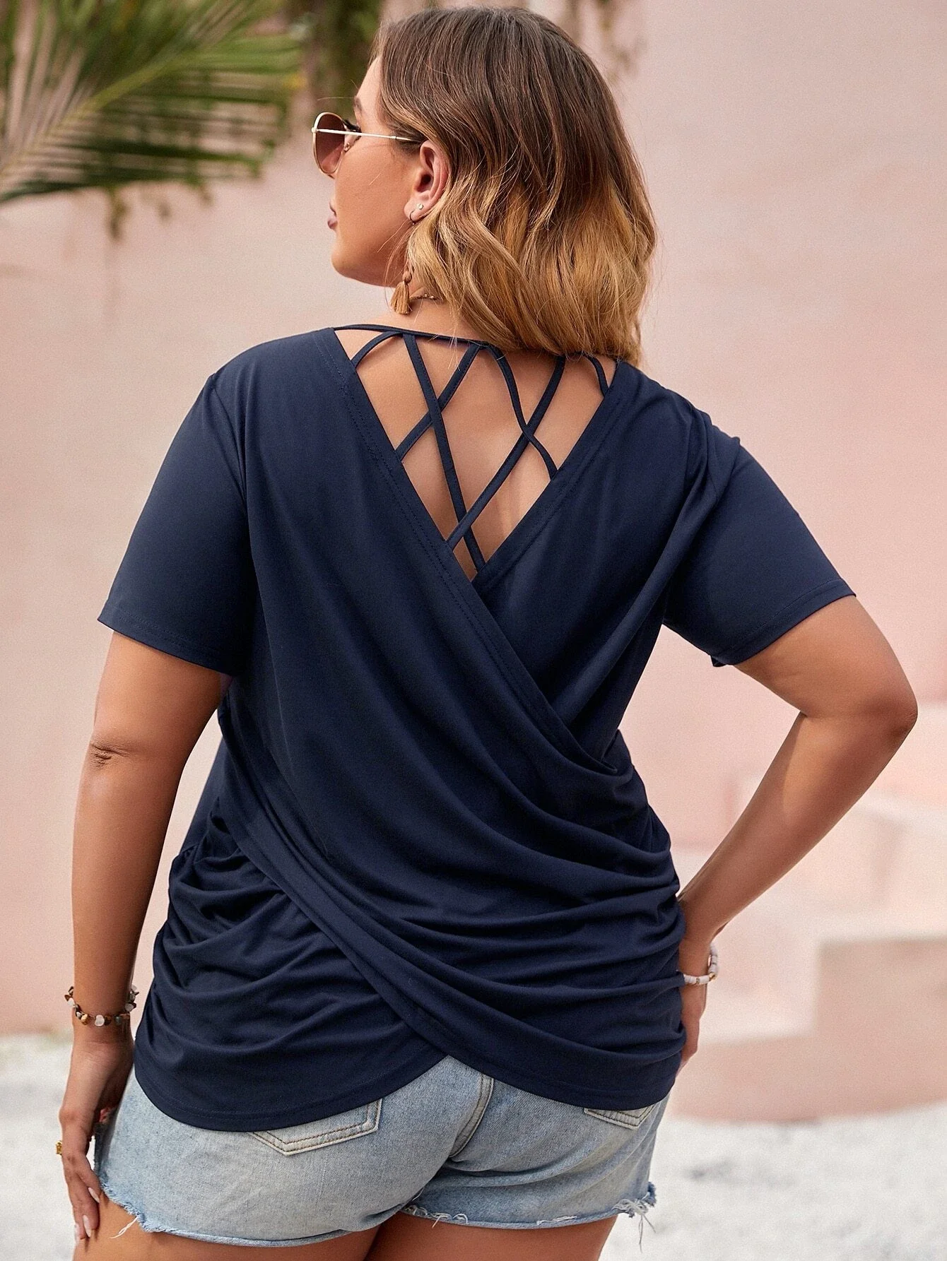 

Plus Criss Cross Wrap Back Tee