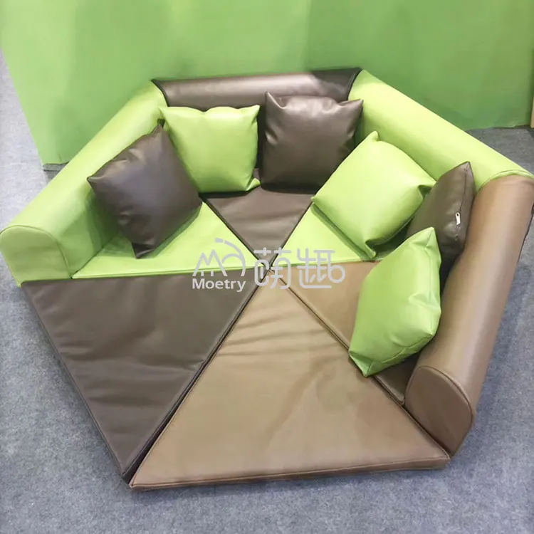Фото Мягкий модульный коврик-уголок Moetry Natural Color Hexagonal для чтения с подушкой, для детей, для детского сада, класса, игровой мебели №2