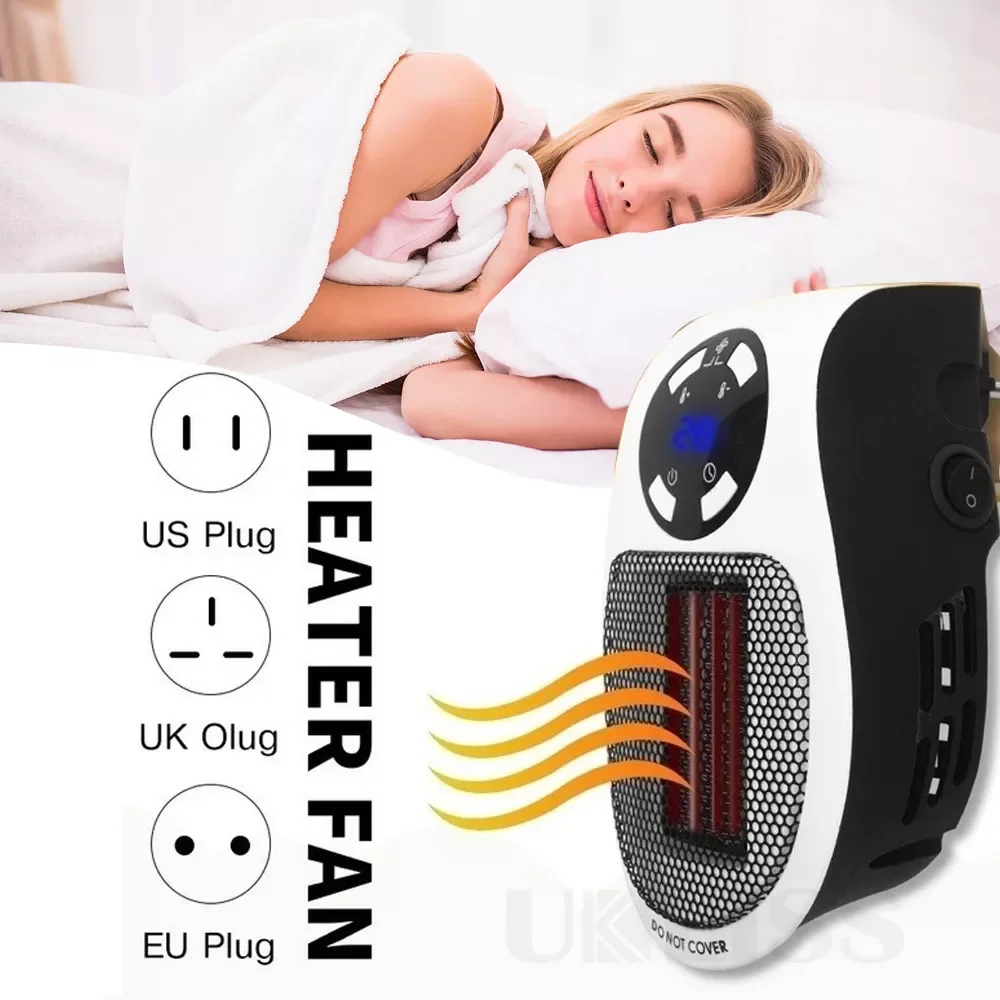 

Portable Electric Heater 500W Safe Quiet Ceramic Fan Heater Plug In Air Warmer Wall-mounted Led Heater 220V Stove Radiator Warm