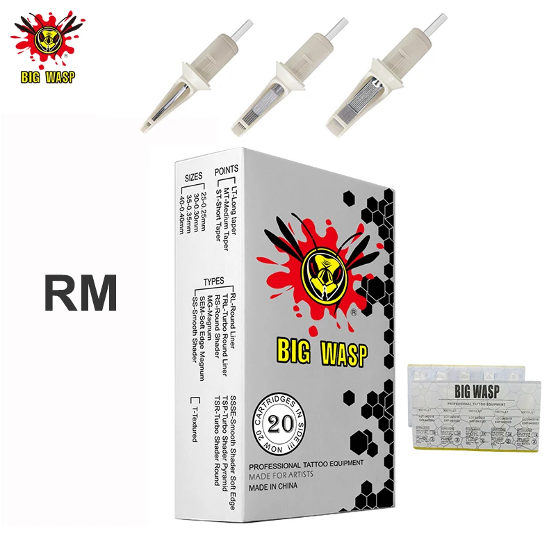 

Картриджи для тату-игл BIGWASP RM, круглые картриджи для тату-машинок, 20 шт./коробка