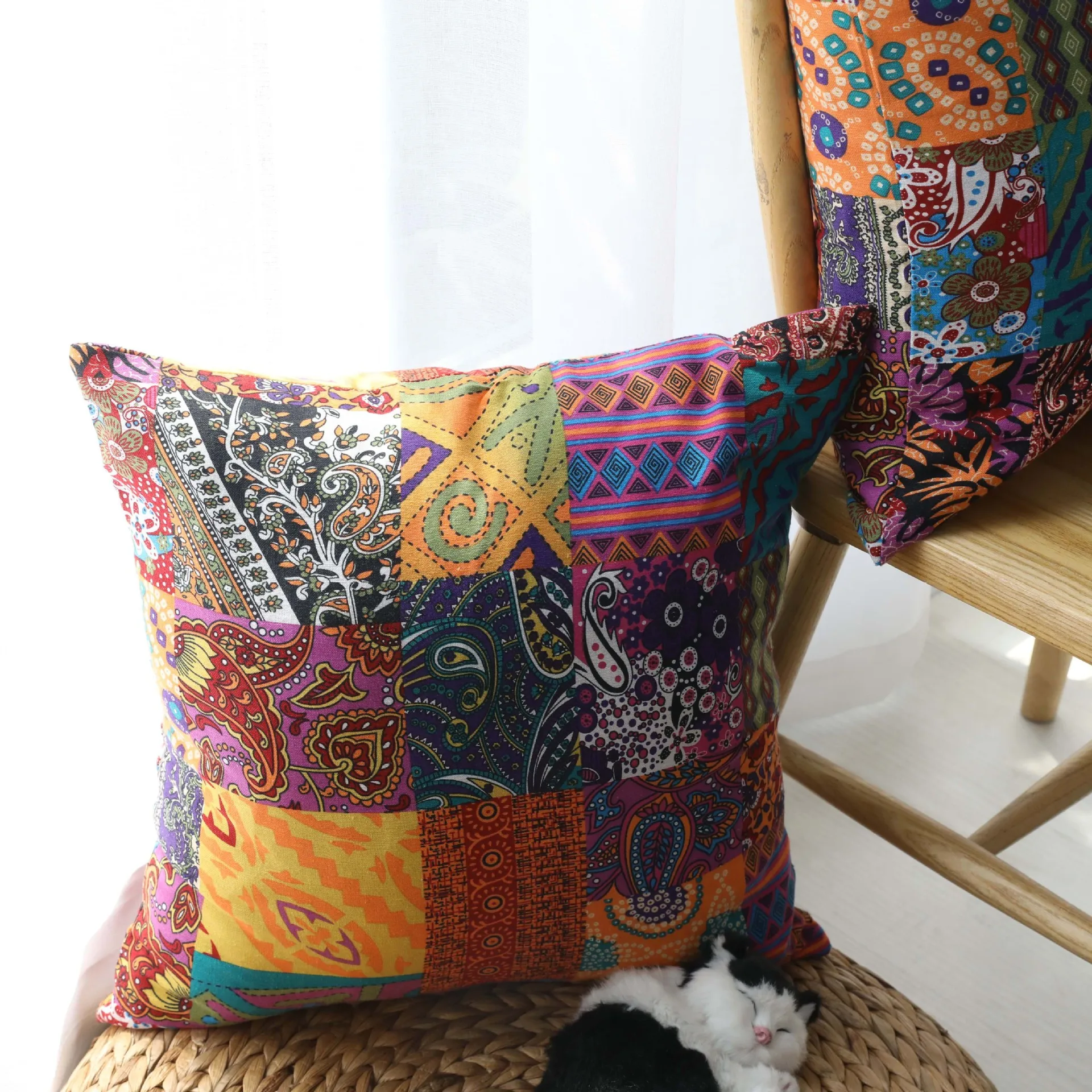 

60x60cm Mandala Floral Decorative Pillow Covers Bohemian Boho Cotton Linen Retro Indian Ethnic Cushion Pillowcase Throw Cover