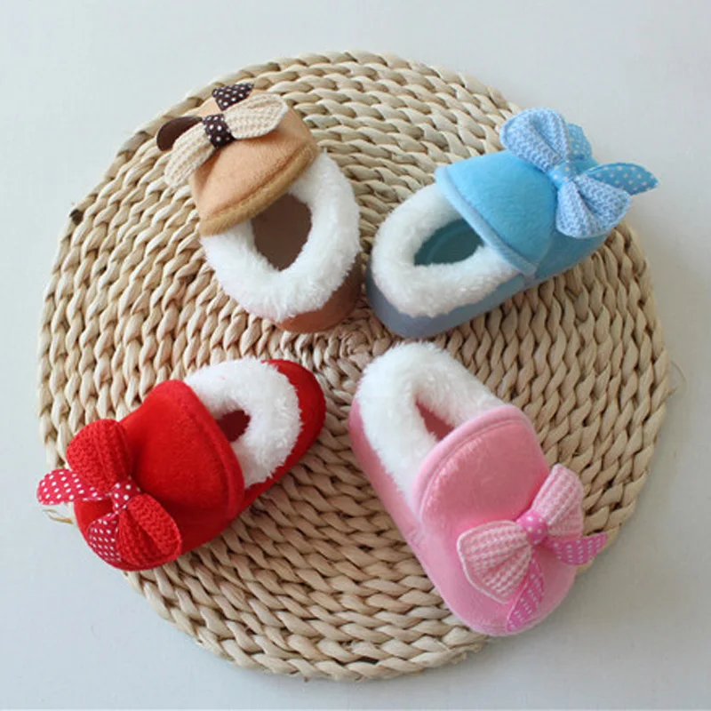 

2022 Fashion Newborn Infant Baby Girls Boys Shoes Bow-knot Fur Ankle Length Winter Warm Snow Boots 0-18M New Years Gift