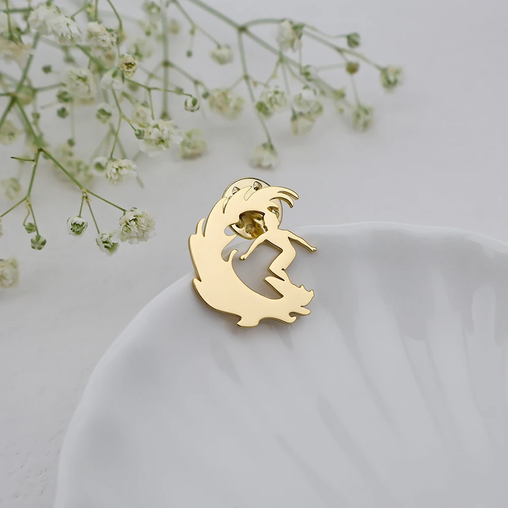 Брошь для серфинга модная брошь из нержавеющей стали Мужская на лацкан рубашки