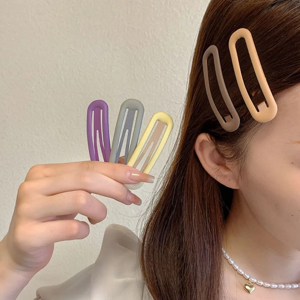 

12pcs/lot Ellipse Shape Alloy Hairpins Hair Accessories Matt Solid Color Hair Clips Hollow Bobby Pins Women