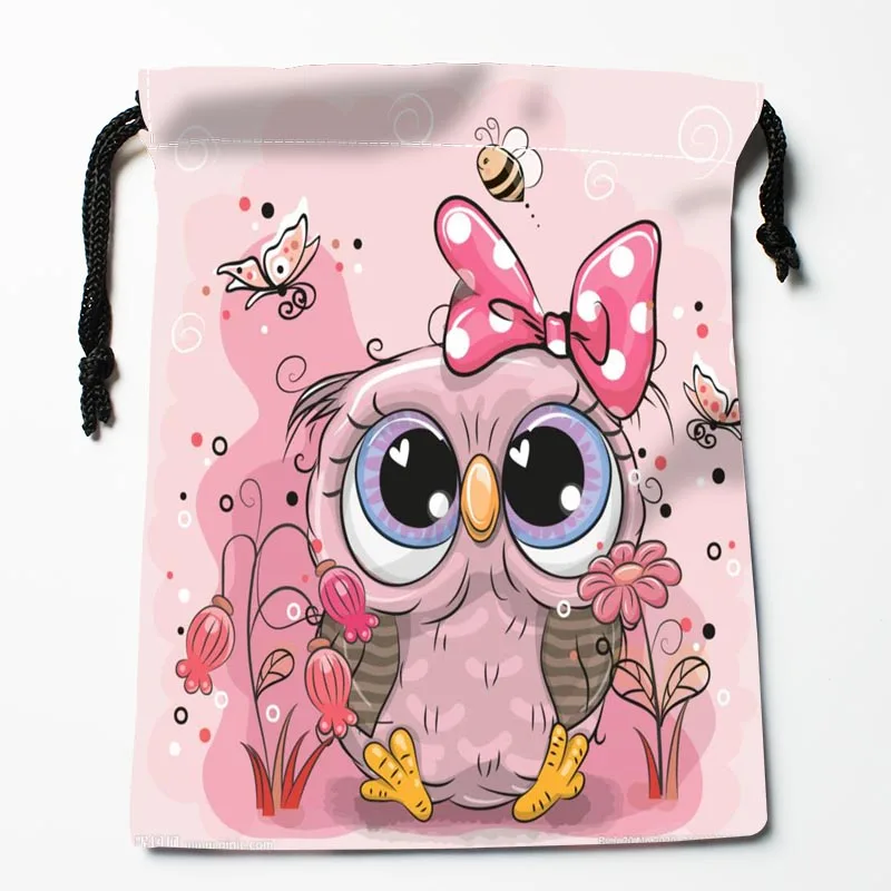 Сумки на шнурке с мультяшным принтом совы праздничные Аксессуары 18x22 см