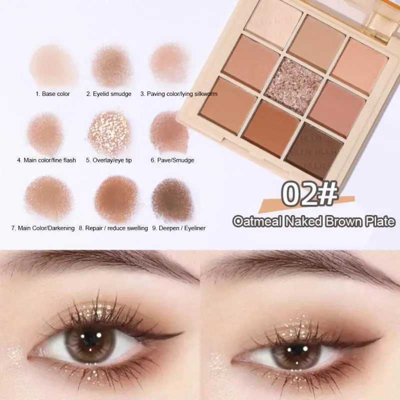 

Nine-Color Eyeshadow Palette Earth Color Long-Lasting Delicate Pearlescent Shiny Matte Eye Shadow Portable Makeup Cosmetics Tool