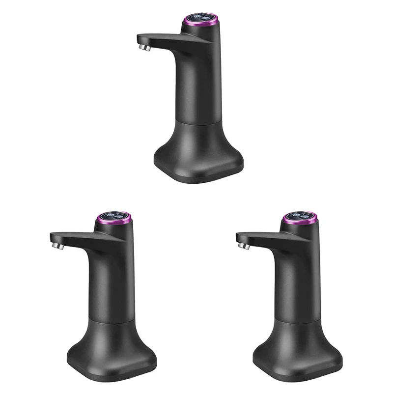 

3X Electric Water Bottle Pump With Base USB Water Dispenser Portable Automatic Water Pump Bucket Bottle Dispenser Black