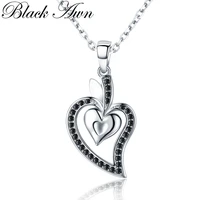 black awn romantic silver color jewelry necklace for women black spine female heart fashion jewelry lovers gift k007
