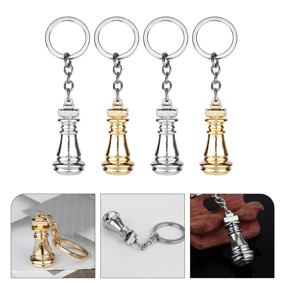 

4pcs Chess Piece Keyring Bag Hanging Decor Key Hanging Decoration Pendant