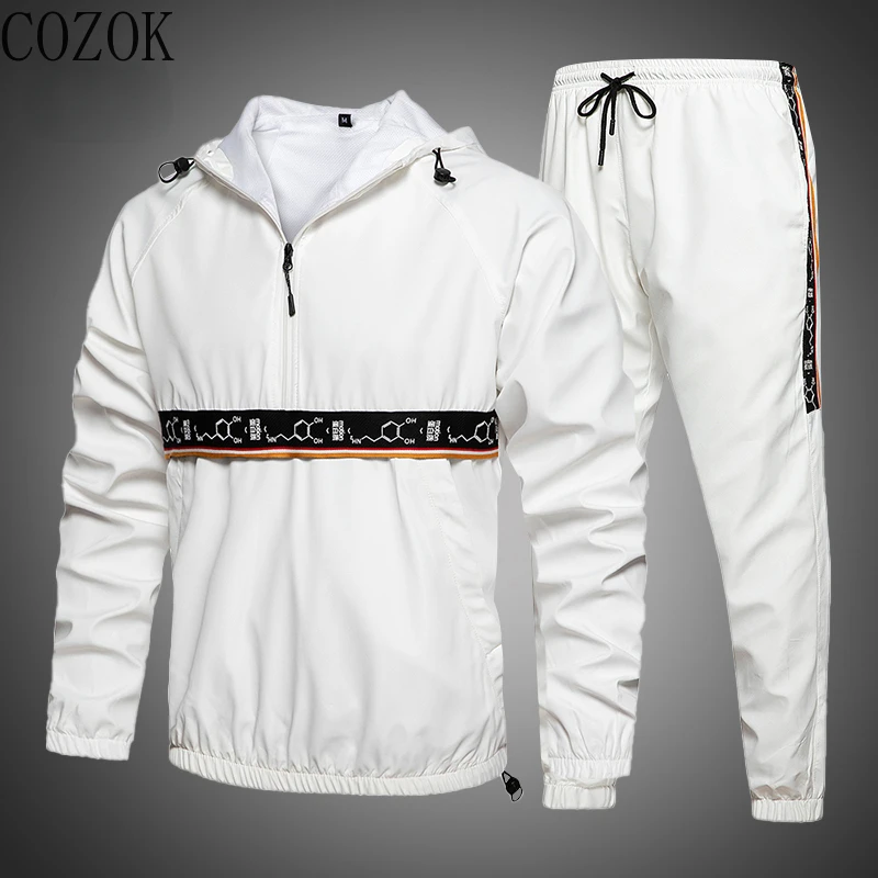 

Men's Tracksuit 2022 Man Two Piece Set Sweatsuit Polyester Overalls Leisure Suit Hooded Sweatshirts And Hip Hop Harlan Pants