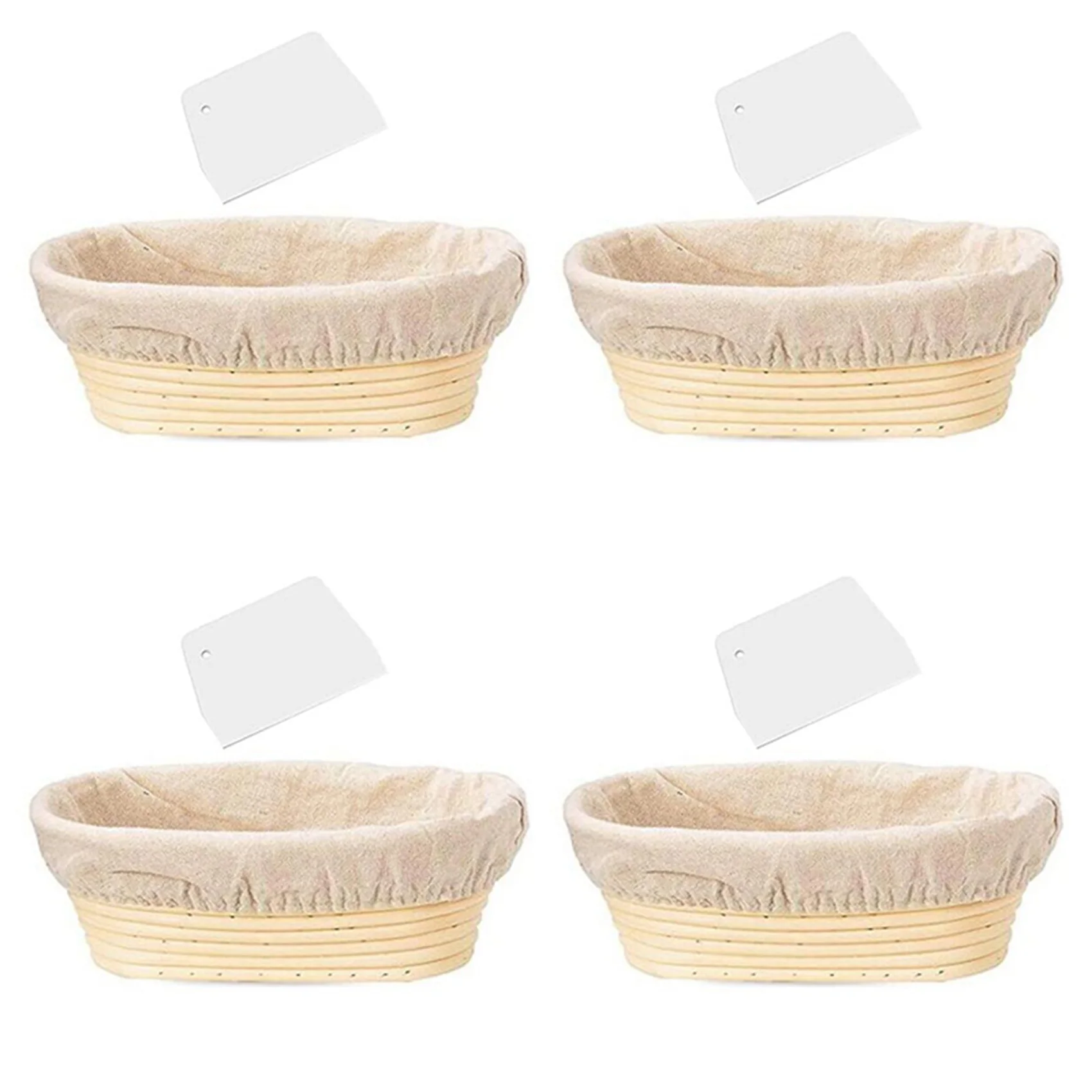 

4pcs 10 Inch Oval Shaped Bread Banneton Proofing Basket - Baking Dough Bowl Gifts for Bakers Proving Baskets