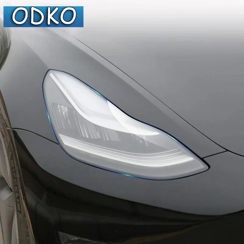 Фото Наклейка для стайлинга передних фар автомобиля Tesla Model X/S/Y/3, защитная пленка из ТПУ для фар, черная, тонированная, аксессуары №3