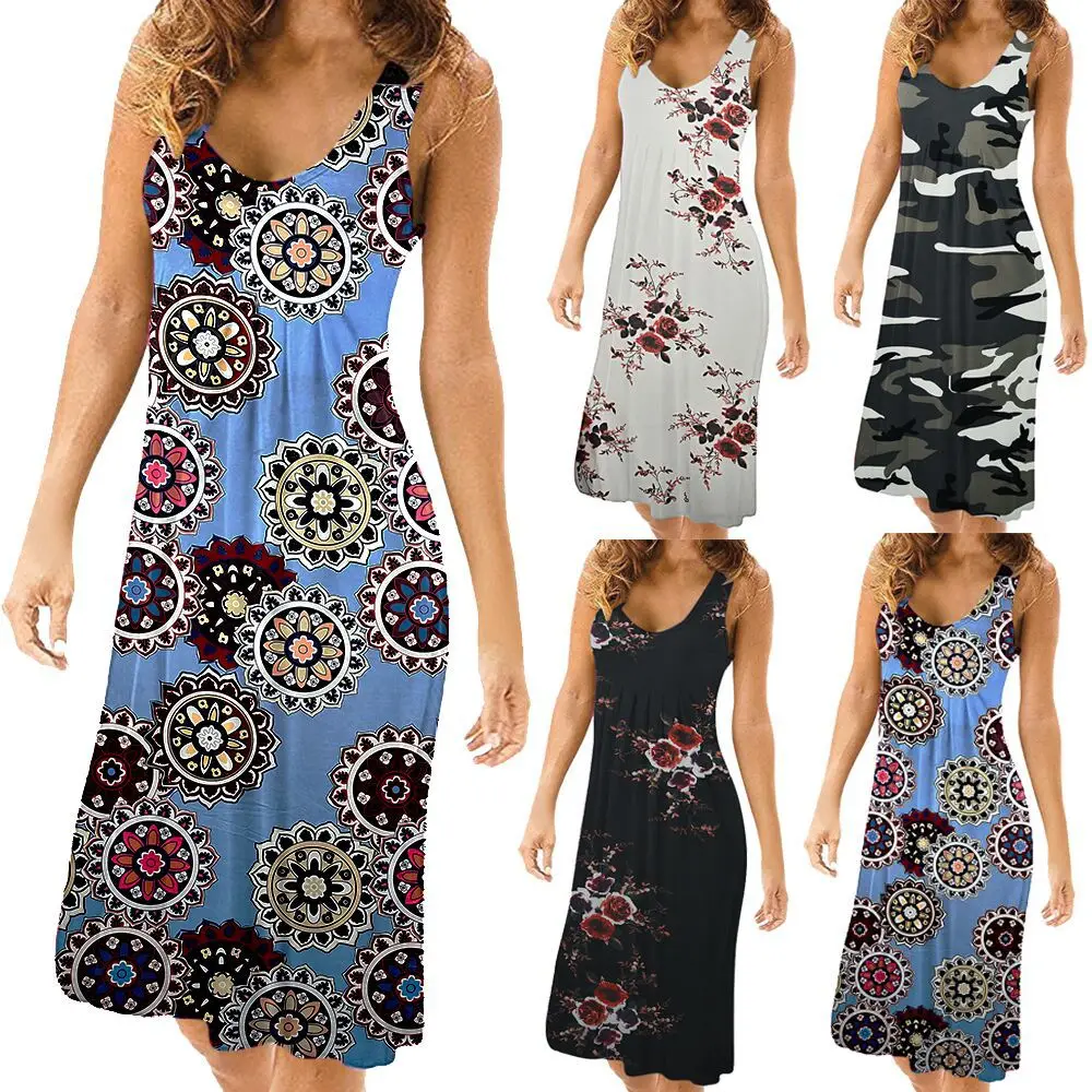 

A- line Mid-Length Women's Sleeveless One-Piece Dress