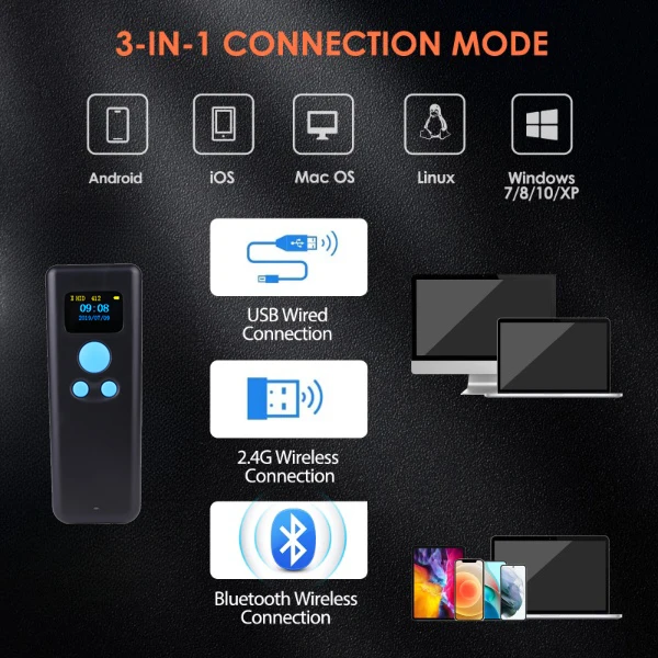 

Бесплатная доставка Bluetooth беспроводной 2D CMOS сканер штрих-кода Карманный QR считыватель штрих-кода PDF417 оплата SIMSCAN