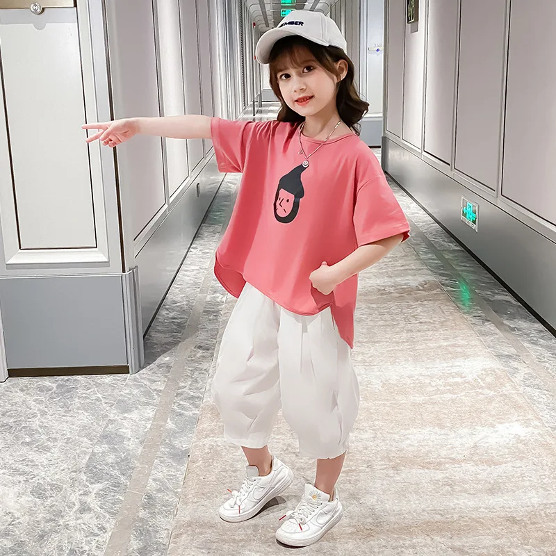 

Girls Summer Set Baby Short Sleeve T-shirt + Loose Pants 2pc Kids Casual Outfits Children Sportswear Clothes Suit