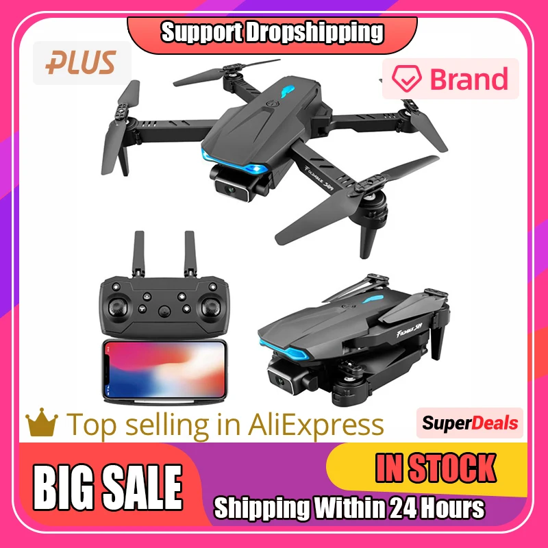 Квадрокоптер S89 Uav Hd 4k с дистанционным управлением для аэрофотосъемки двойной Wifi Безголовый режим светодиодные фонари складной