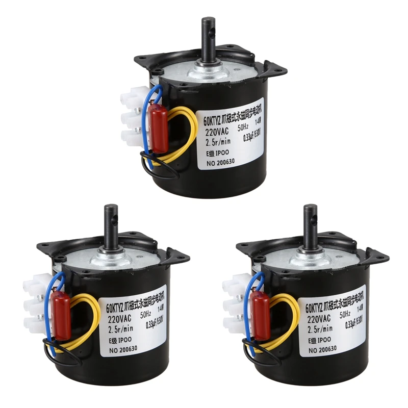 

3X 220V AC Synchronous Gear Motor 60KTYZ 60-KTYZ Permanent Magnet Synchronous Gear Motor 220V 2.5 Rpm