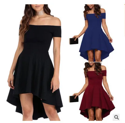

Женское платье на одно плечо, Черное короткое платье с коротким рукавом и широкой юбкой «ласточкиный хвост», весна-лето 2022