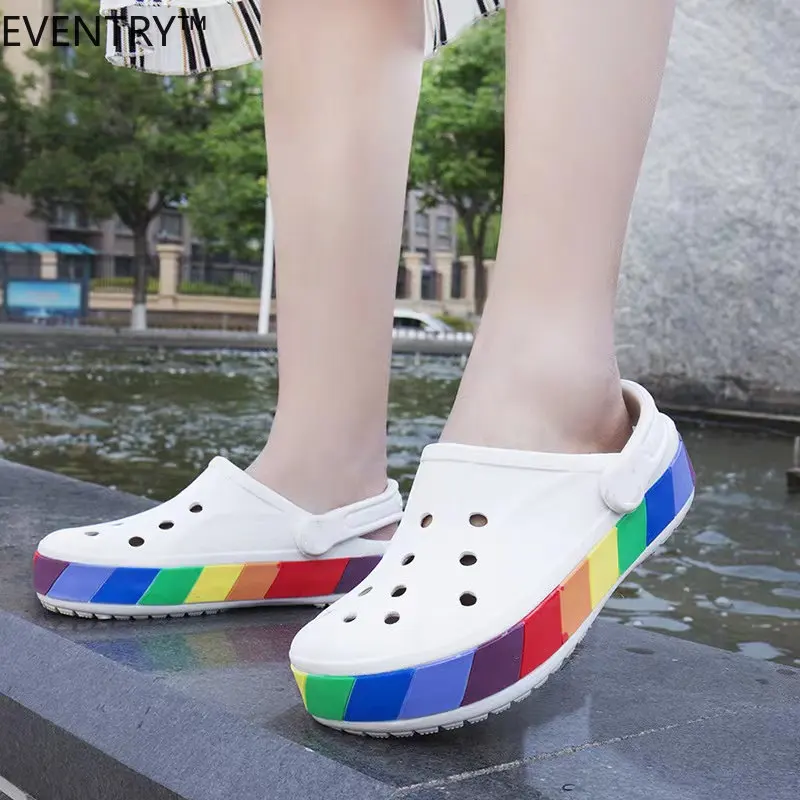 

Anti-Slippery All Season version Unisex Mules Clogs beach Garden warm Sandals Sweet Candy Color Clog Slipper For Women platform