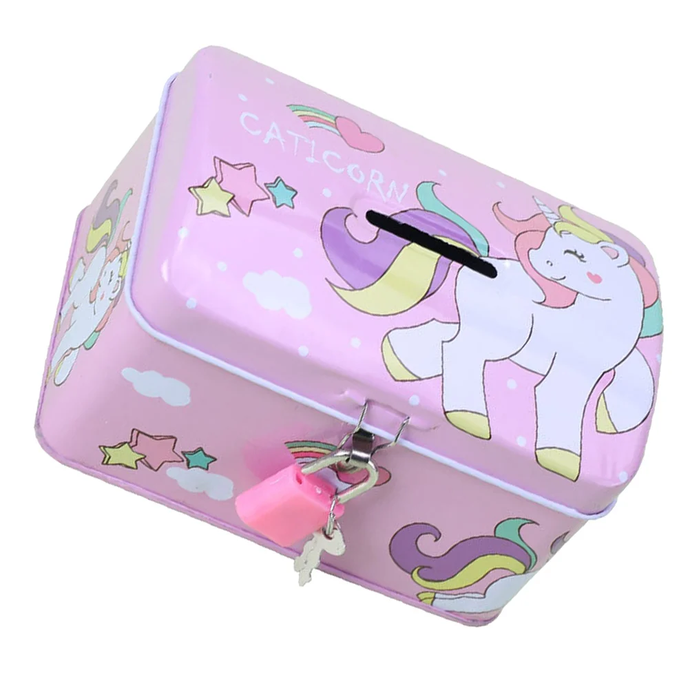 

Unicorn Piggy Bank Cartoon Coin Container Cash Box Lock Storage Jar Saving Pot Locking Stash Savings