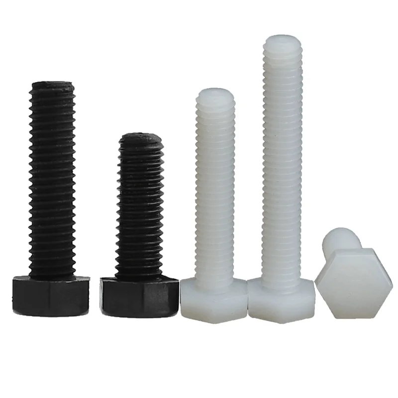 

M3 M4 M5 M6 M8 M10 M12 White Black Nylon External Hexagonal Bolt Metric Threaded Hex Head Plastic Insulated Screws Bolts