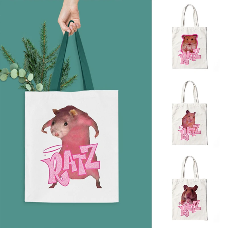 

Kawaii Ratz Shoulder Bag Shopping Tote Reusable Canvas Grocery Women School Beach Handbag Harajuku Shopper Eco Large New Arrival
