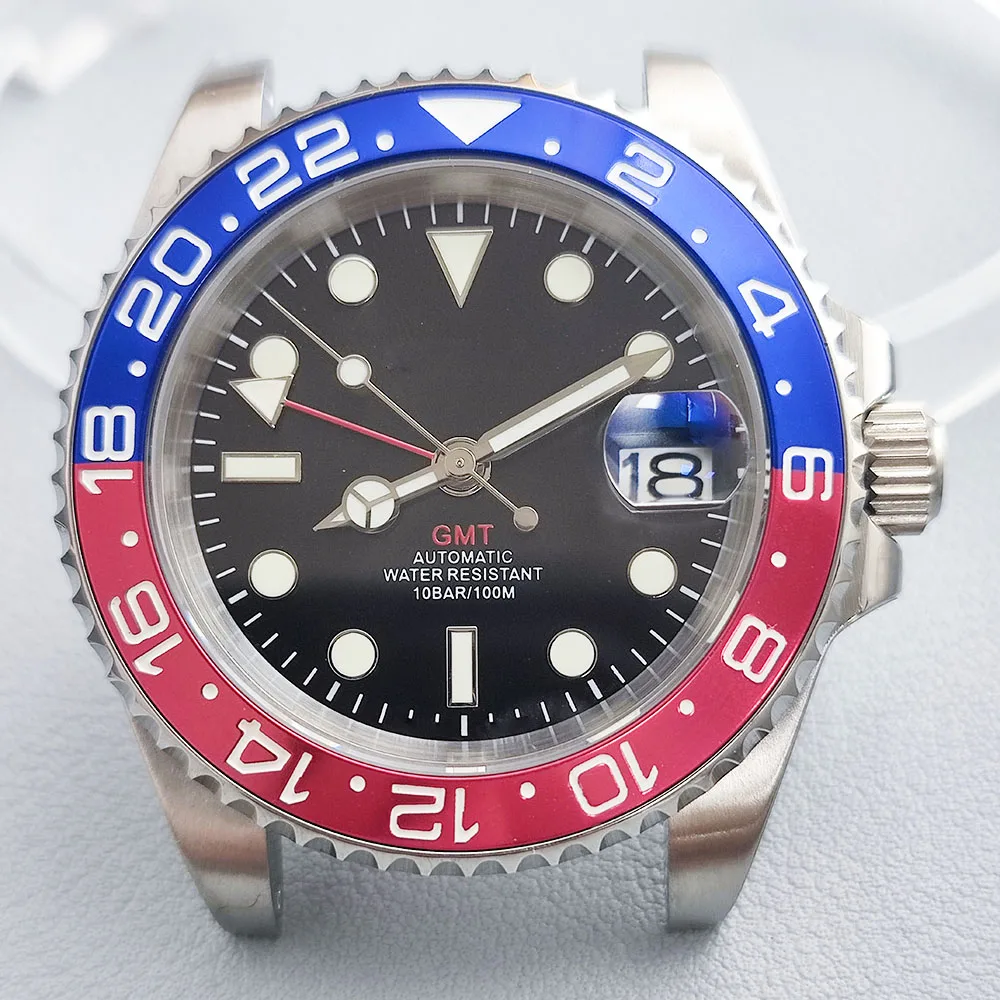 GMT чехол Япония NH34 движение сапфировое стекло C3 зеленые светящиеся часы S