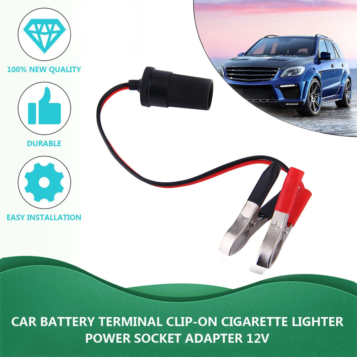 New New 12 Volt Battery Terminal Clip-on Cigar Cigarette Lighter Power Socket Adapter Plug Car Boat Van For Camping Hot Sale