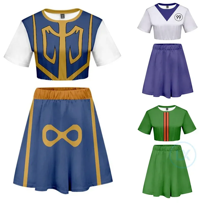 Аниме Killua Zoldyck футболка для косплея юбка комплект из двух предметов рубашка Hisoka с