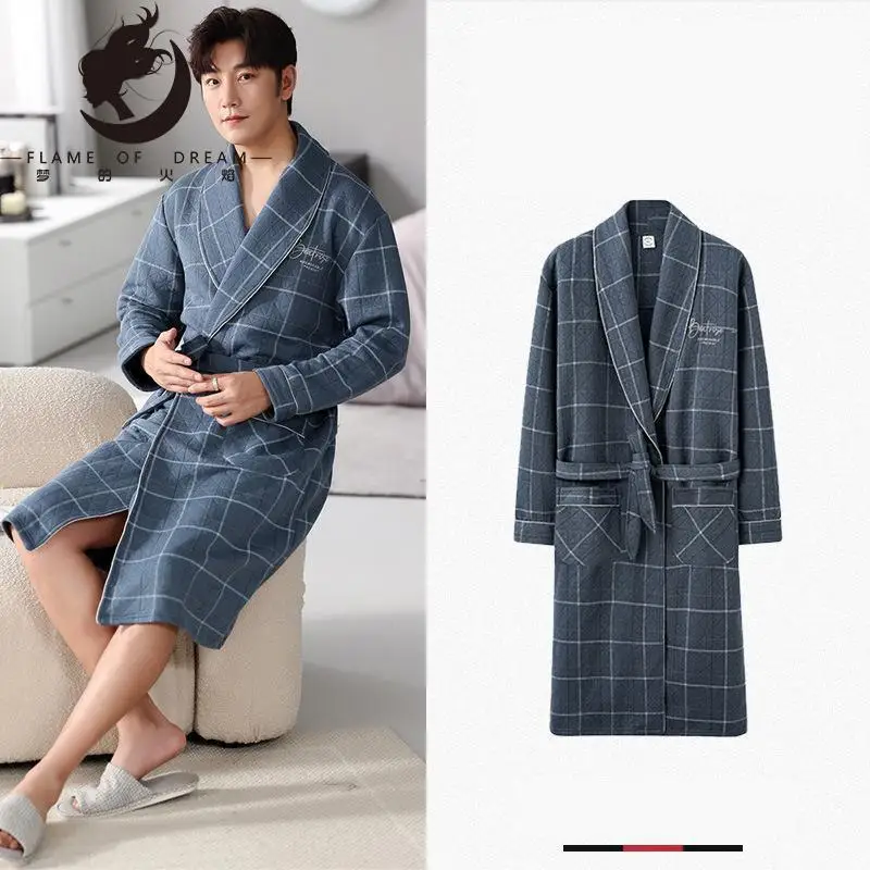 Flame of dream Men's robe Autumn And Winter Padded Cotton  Bathrobe Spring And Autumn Cotton  Clothing 2097