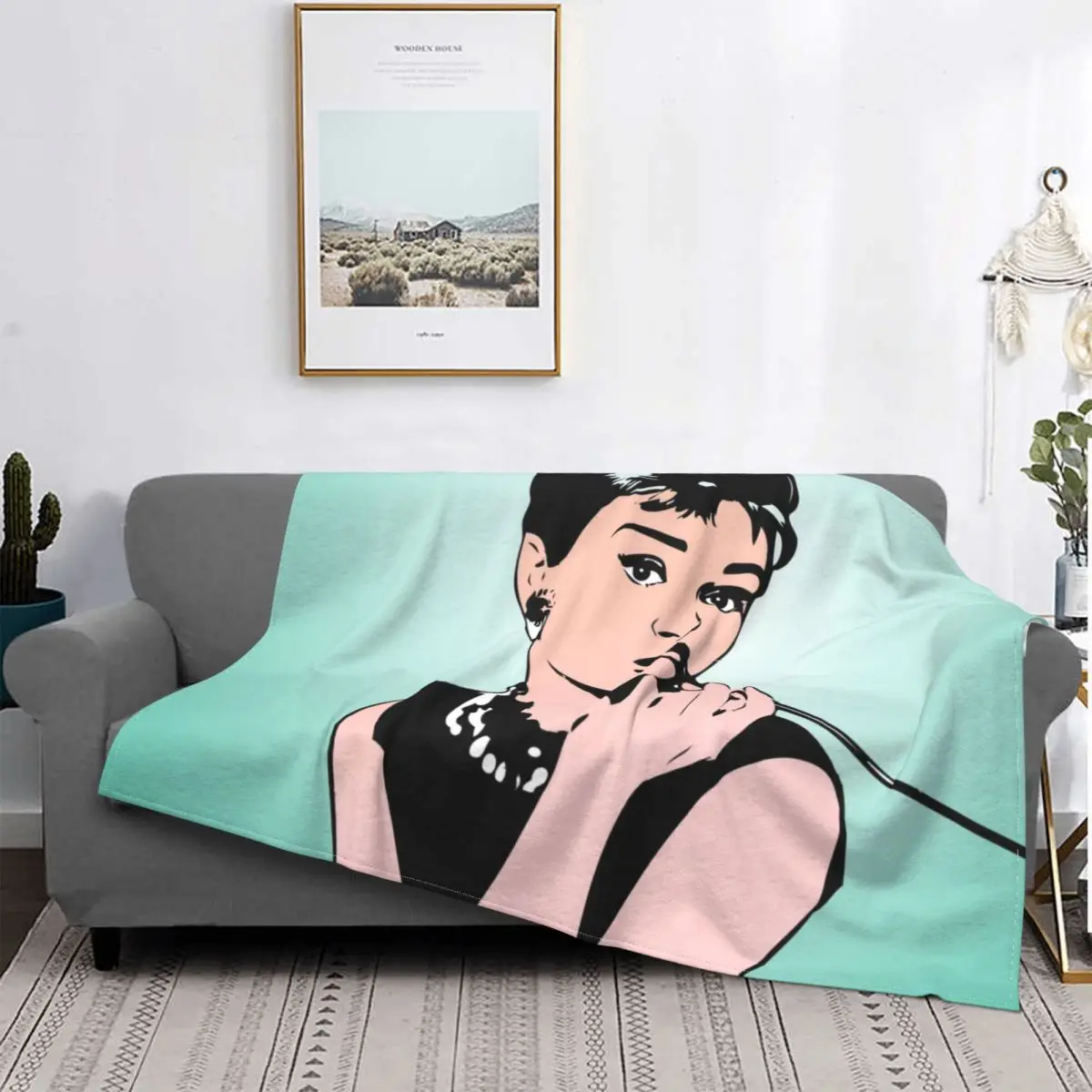 

Audrey Hepburn Pop Art Blanket Vintage Film Fleece Vintage Warm Throw Blankets for Bedding Lounge Spring Autumn