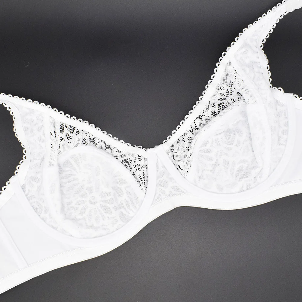 Бюстгальтер женский кружевной на косточках прозрачный Бралетт с цветочной