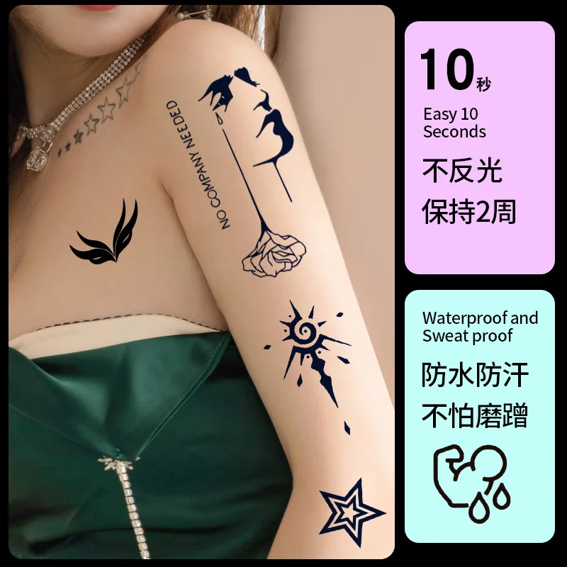 

New Herbal Tattoo Waterproof Sweat Lasts 7-15 Days Simulated Dark Tattoo Plant Juice Temporary Tattoos Sticker Size:110 * 160mm