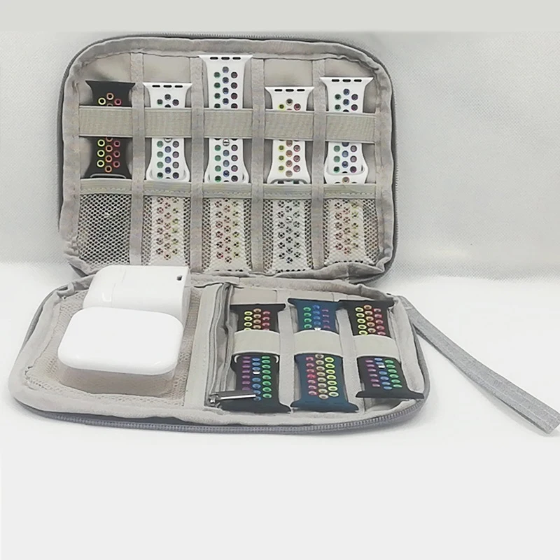 Multifunction Portable Watch Strap Organizer Watch Band Box Storage Bag Watchband Holder Watch Travel Case Pouch Gray Black