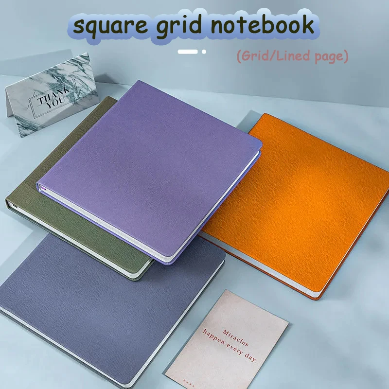 

Square 8x8.6" 160sheets 100gsm Notebooks Lined/Grid pages Travel Journal Writing Notepad Diary Memo Planner With PU Leather