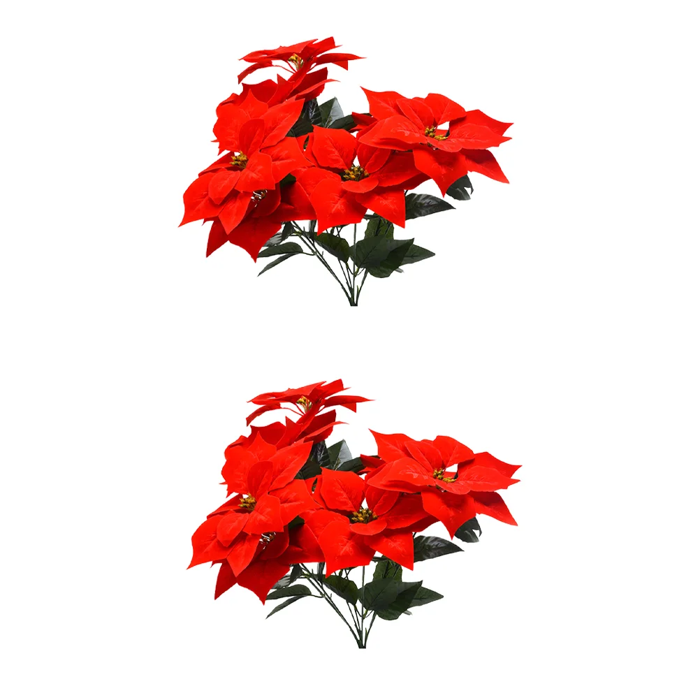 

Christmas Flower Flowers Poinsettia Artificial Red Arrangements Fake Floral Bouquets Simulation Centerpiecespicks Wreath Silk