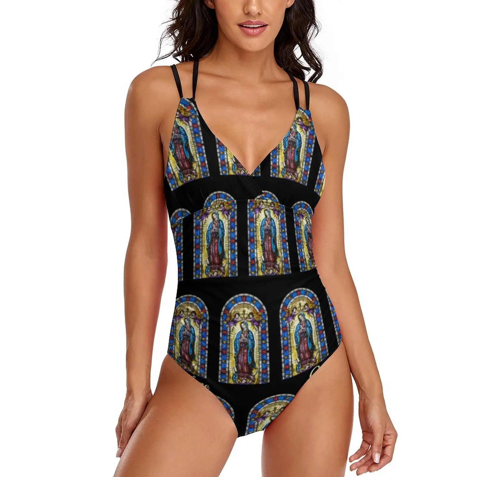 

Our Lady of Guadalupe Swimsuit Virgin Mary Swimwear One Piece Swimsuits Surf Push Up Graphic Bathing Suits Beachwear Large Size