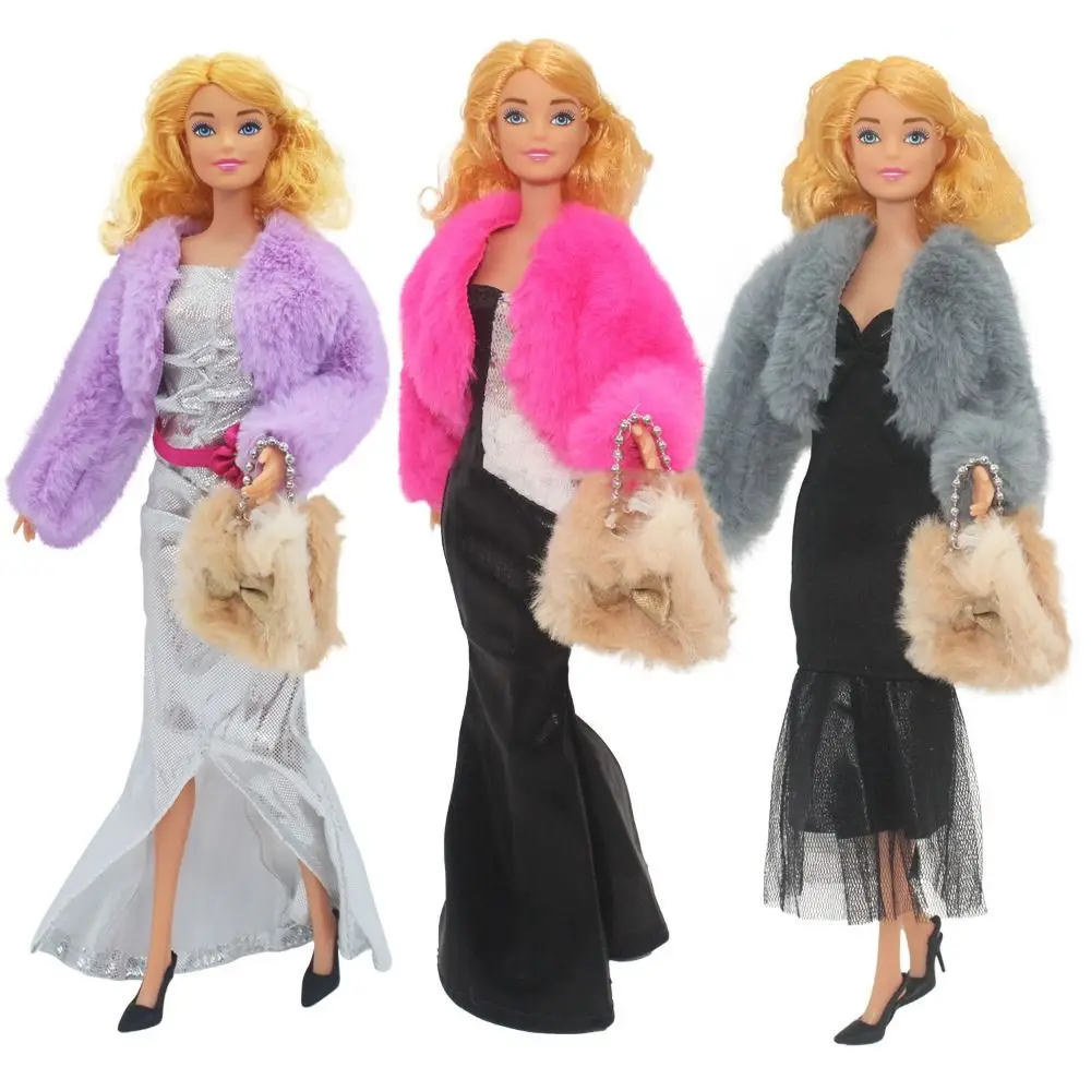 

1/6 Doll Fashion Casual Wear Clothes Plush Coat Pants Winter Wear Dress Bags Doll Clothes Shoes Doll Wearing Set For 29~32cm
